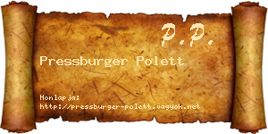Pressburger Polett névjegykártya